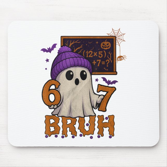 67 Teacher Halloween Ghost Six Seven Meme Math Equ Mouse Pad (Front)