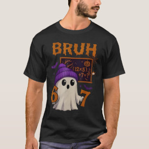 67 Teacher Halloween Ghost Six Seven Meme Math Equ T-Shirt