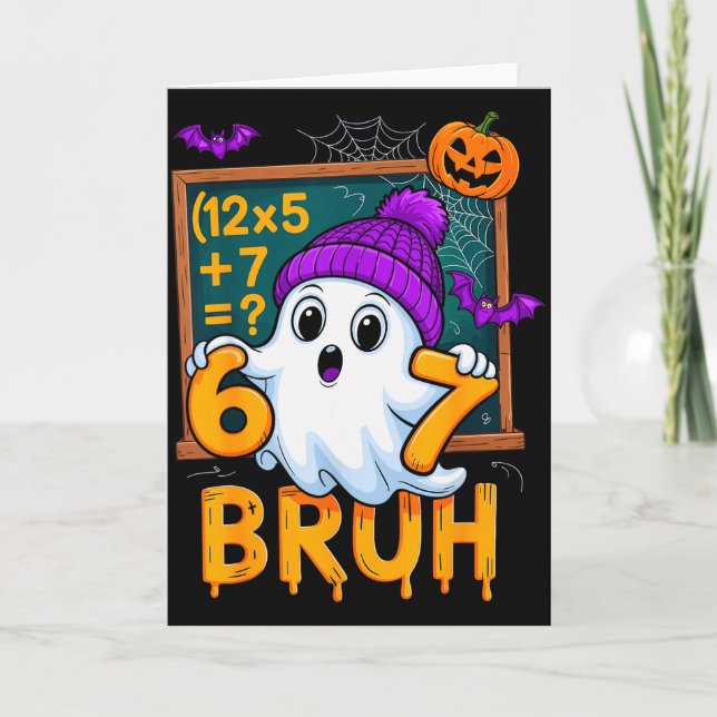 67 Teacher Halloween Ghost Six Seven Meme Math Hum Card (Front)