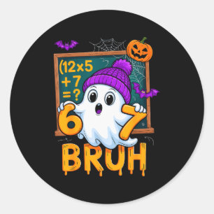 67 Teacher Halloween Ghost Six Seven Meme Math Hum Classic Round Sticker
