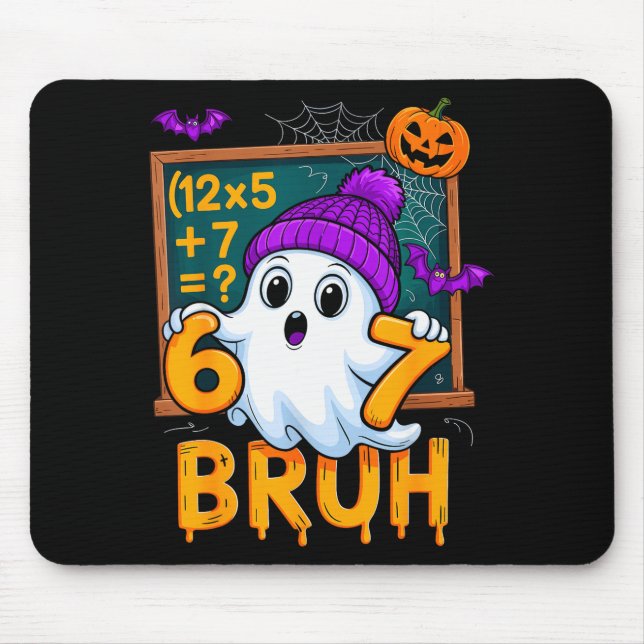 67 Teacher Halloween Ghost Six Seven Meme Math Hum Mouse Pad (Front)