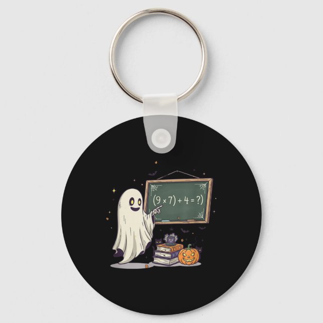 67 Teacher Halloween Ghost Six Seven Meme Math Jok Keychain (Front)