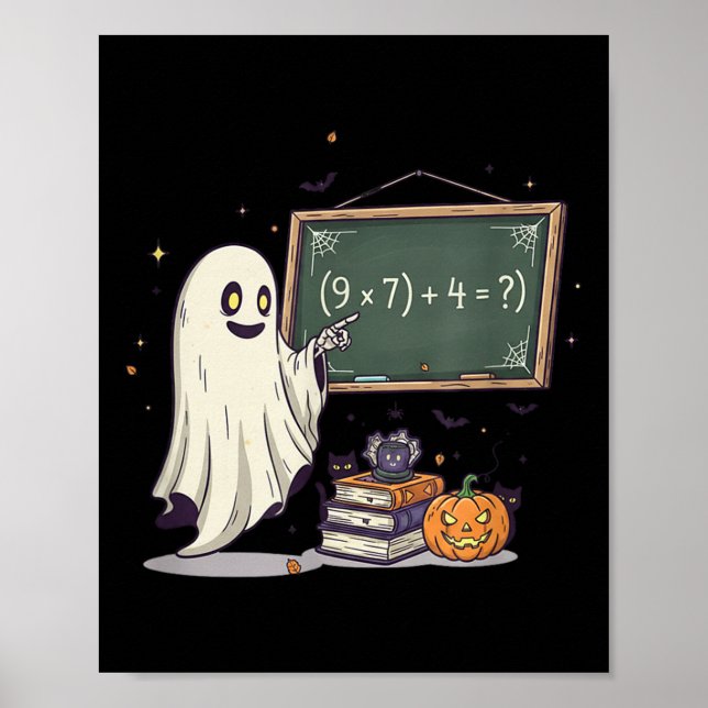 67 Teacher Halloween Ghost Six Seven Meme Math Jok Poster (Front)