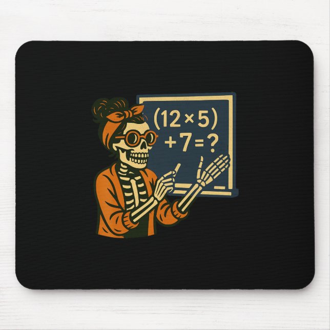 67 Teacher Halloween Skeleton Six Seven Meme Brain Mouse Pad (Front)
