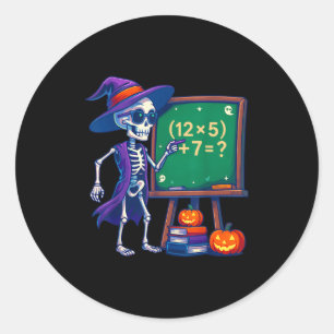67 Teacher Halloween Skeleton Six Seven Meme Math Classic Round Sticker