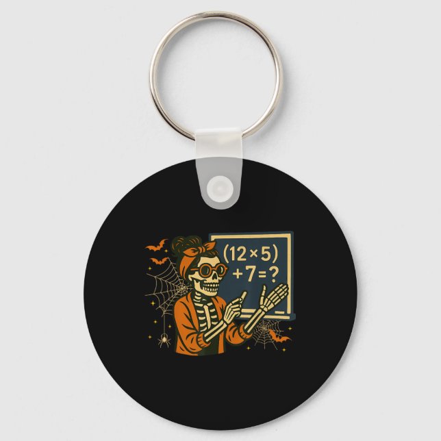67 Teacher Halloween Skeleton Six Seven Meme Math  Keychain (Front)