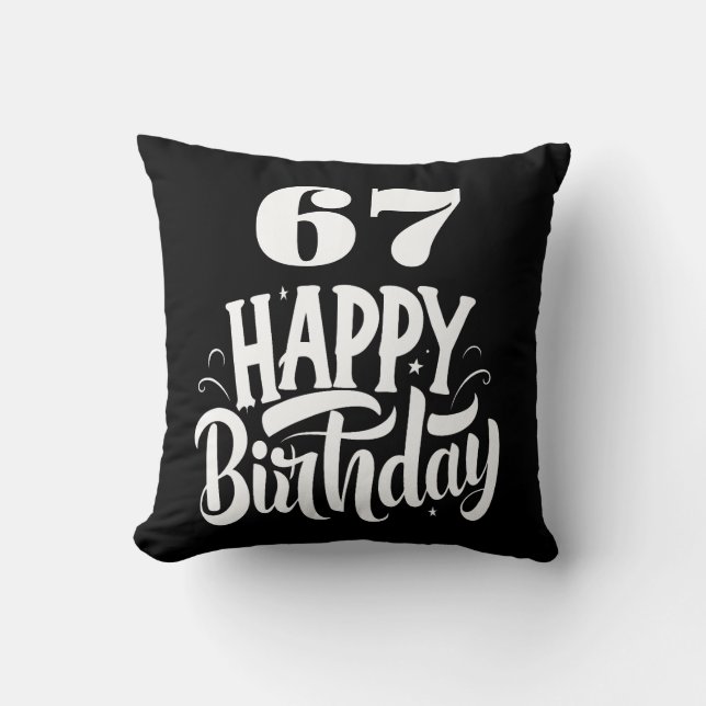 67 th birthday chic black white throw pillow (Front)