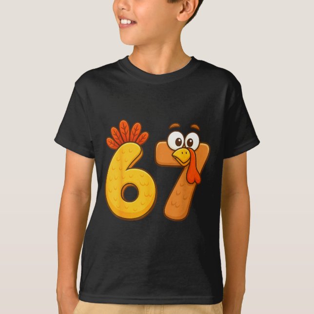 67 Thanksgiving Funny Six Seven Meme For Men Women T-Shirt (Front)