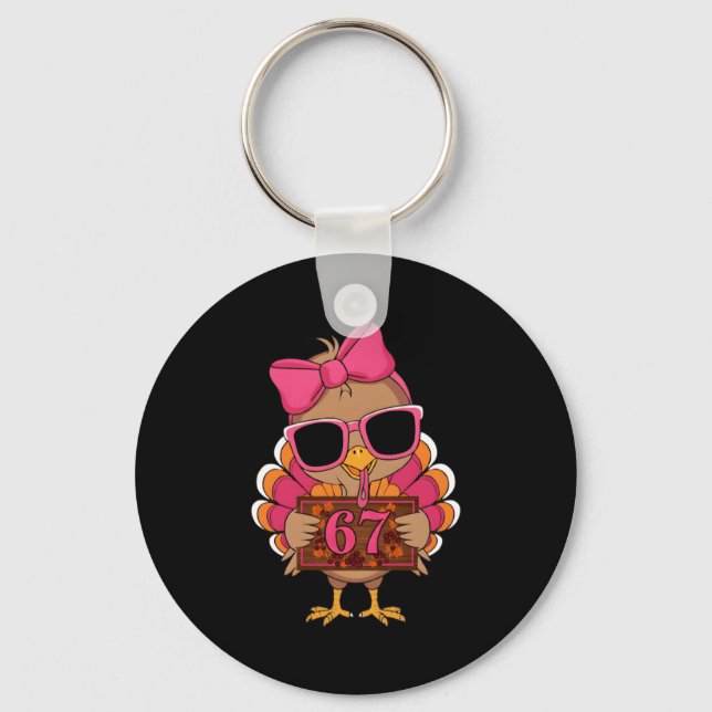 67 Thanksgiving Funny Turkey Family Thanksgiving 6 Keychain (Front)