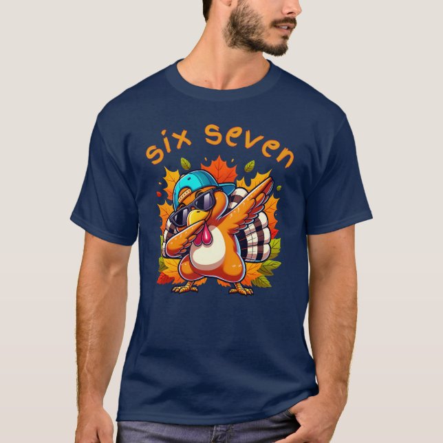 67 Thanksgiving Tee Six Seven Dabbing Turkey Meme (Front)