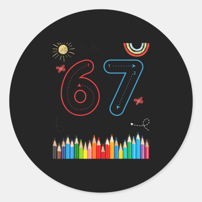 67 Tracing Funny Meme Elementary School Teachers  Classic Round Sticker (Front)