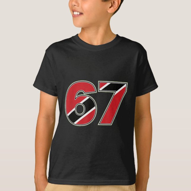 67 Trinidad Togo Flag Number Design  T-Shirt (Front)