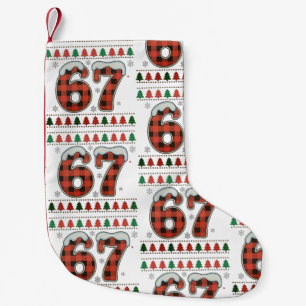 67 Ugly Christmas Xmas Red Buffalo Plaid Holiday Small Christmas Stocking