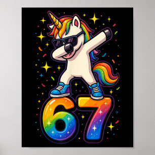 67 Unicorn Dabbing Six Seven Meme Funny _1 Poster