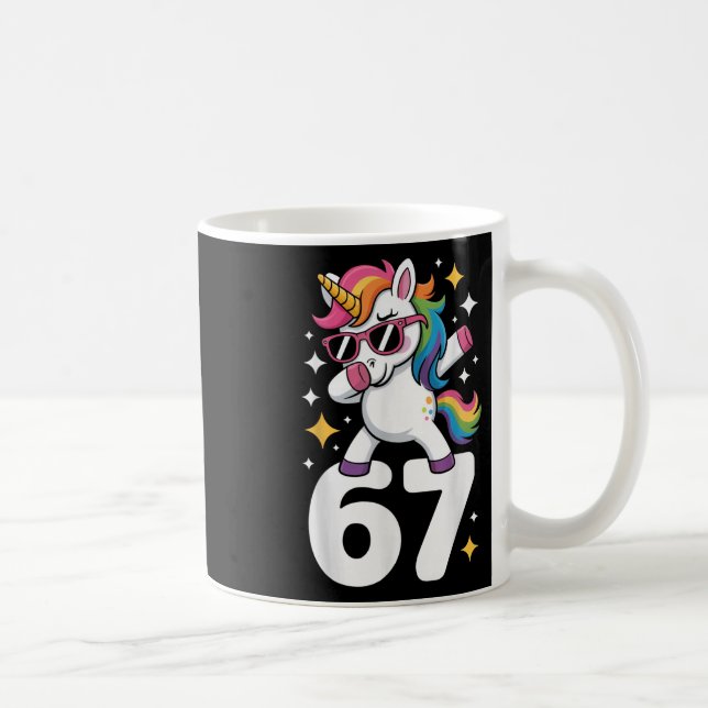 67 Unicorn Dabbing Six Seven Meme Funny  Coffee Mug (Right)