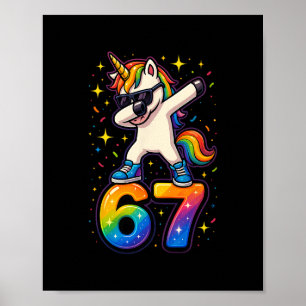 67 Unicorn Dabbing Six Seven Meme Funny Poster