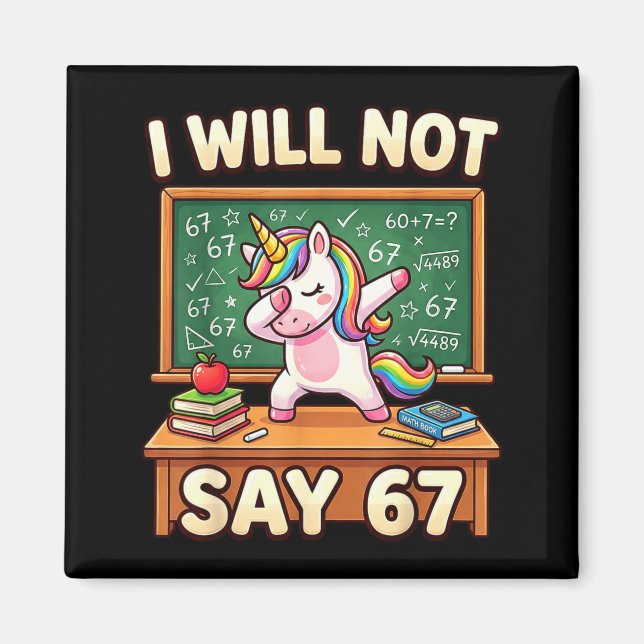 67 Unicorn For Girls Six Seven Meme Brainrot Funny Magnet (Front)