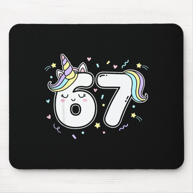67 Unicorn Six Seven 6-7 Meme  Mouse Pad (Front)