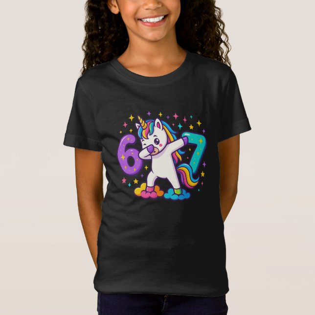 67 Unicorn Six Seven Funny Kids Graphic  T-Shirt (Front)