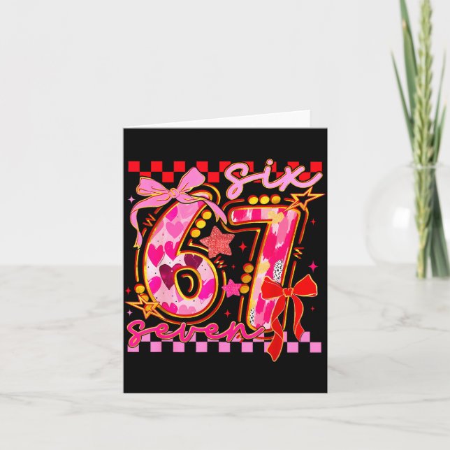 67 Valentine Day 6 7 Meme Six Seven Girl Kids  Card (Front)