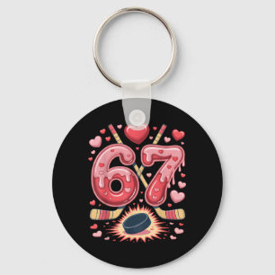 67 Valentine Hockey Heart Design Cute Ice Hockey Keychain
