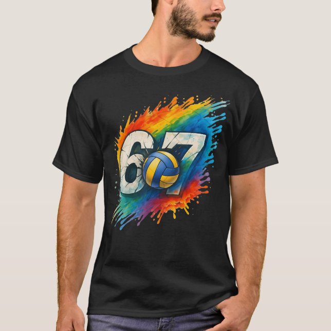 67 Volleyball Six Seven 6 7 Meme T-Shirt (Front)