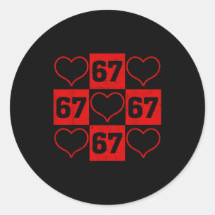 67 Xoxo Cute Heart Valentine’s Day 6 7 Six Seven M Classic Round Sticker