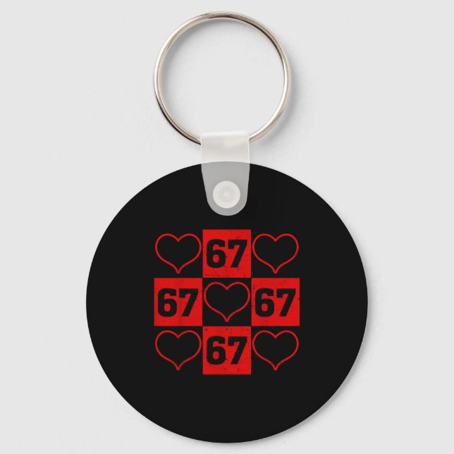 67 Xoxo Cute Heart Valentine’s Day 6 7 Six Seven M Keychain (Front)