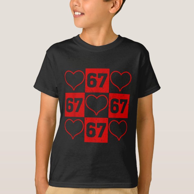 67 Xoxo Cute Heart Valentine’s Day 6 7 Six Seven M T-Shirt (Front)