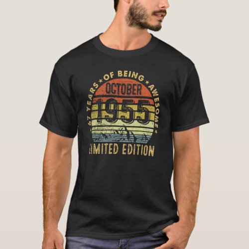 67 Year Old Awesome Since October 1955  67th Birth T_Shirt