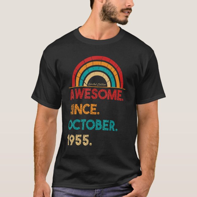 67 Year Old Awesome Since October 1955  67th Birth T-Shirt (Front)