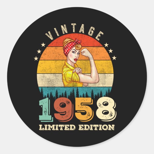 67 Year Old Bday 1958 Vintage 67th Birthday Women Classic Round Sticker (Front)