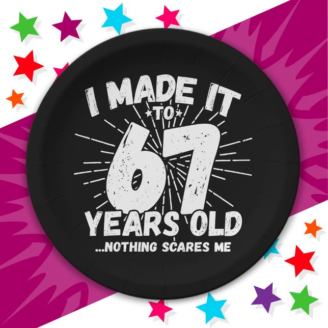 67 Year Old Sarcastic Meme Funny 67th Birthday Paper Plates (Creator Uploaded)
