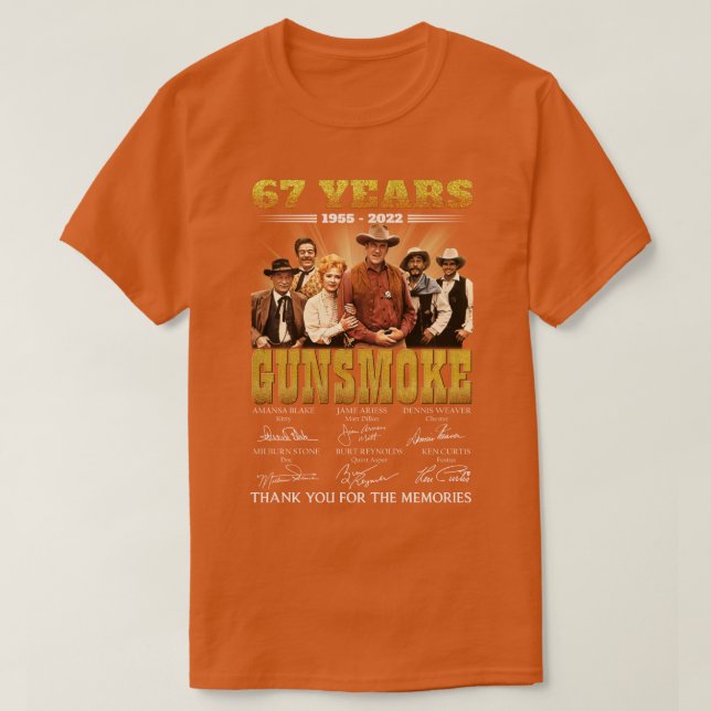 67 Years Gunsmoke Cast Signatures Thank You For Me T-Shirt (Design Front)
