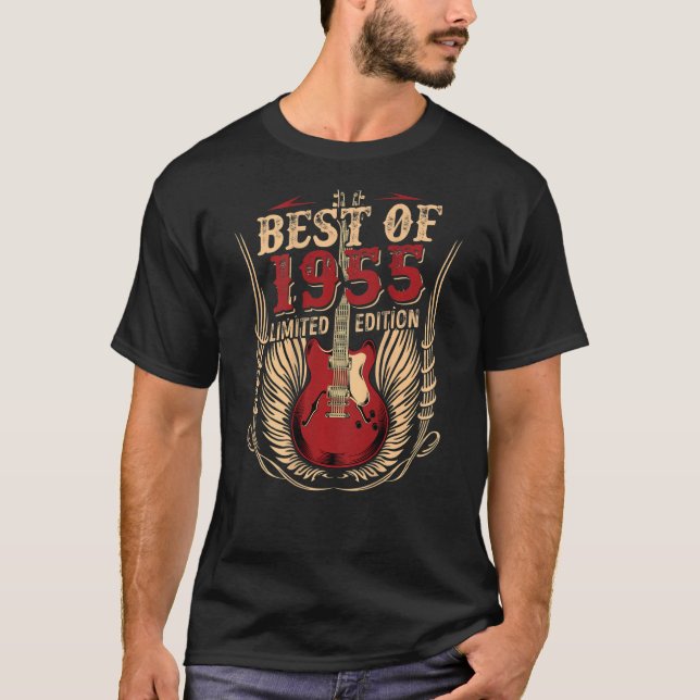 67 Years Old Birthday Guitar Best Of 1955 T-Shirt (Front)
