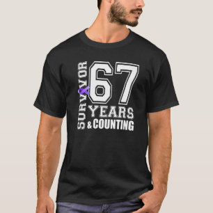 67 Years Survivor I Wear Purple Ribbon Lupus Aware T-Shirt