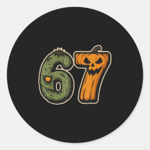 67 Zombie Pumpkin Six Seven Halloween Meme Classic Round Sticker