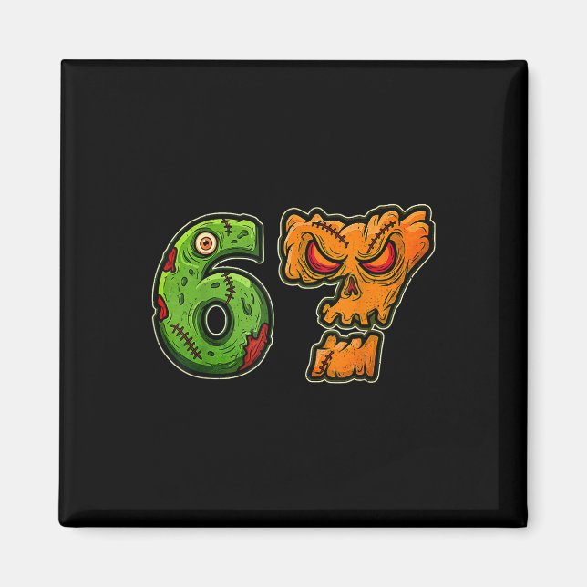 67 Zombie Pumpkin Six Seven Halloween Meme Costume Magnet (Front)