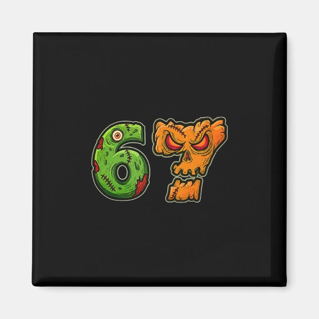 67 Zombie Pumpkin Six Seven Halloween Meme Costume Magnet (Front)