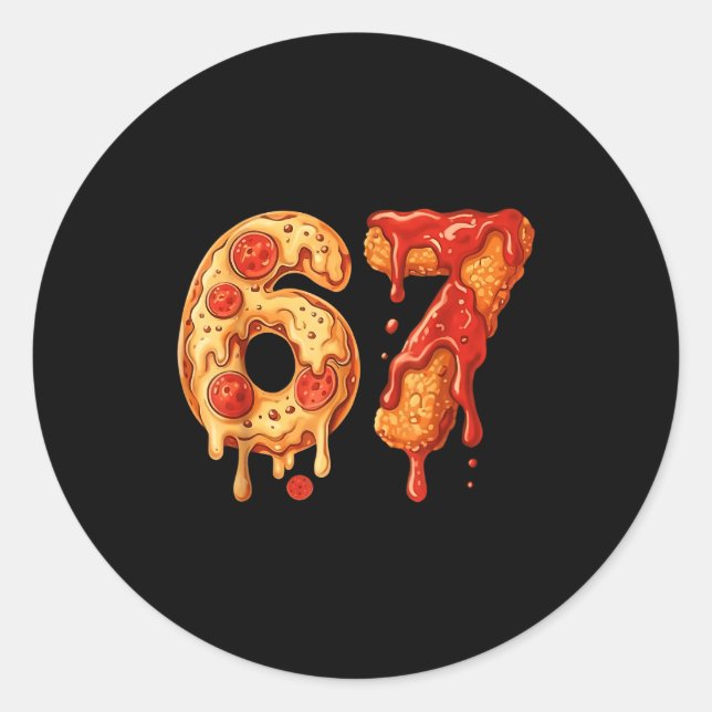 67 Zza Meme Funny Six Seven Gen Alpha Slang Kids D Classic Round Sticker (Front)