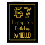 [ Thumbnail: 67th Birthday: Art Deco Inspired Look “67” + Name Card ]