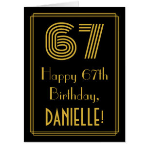 67th Birthday: Art Deco Inspired Look “67” + Name Card
