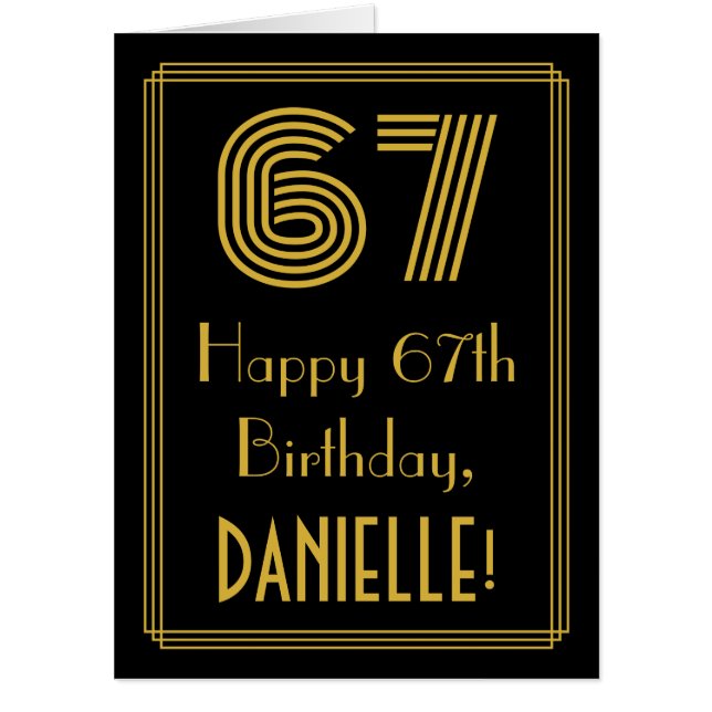 67th Birthday: Art Deco Inspired Look “67” + Name Card (Front)