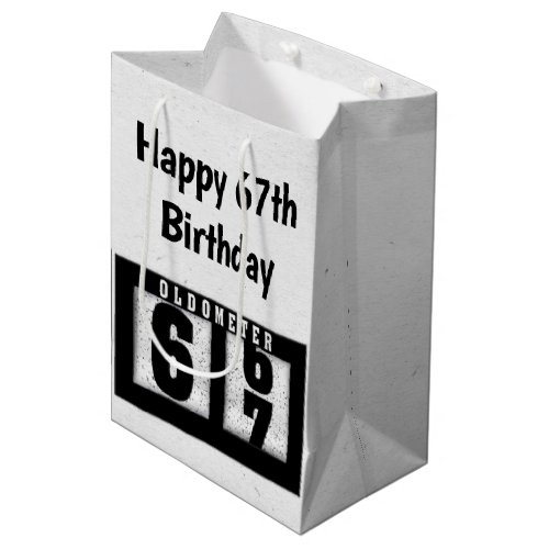67th Birthday Black Odometer    Medium Gift Bag