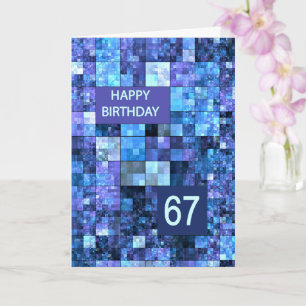 67th Birthday, Blue Squares, Card