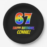 [ Thumbnail: 67th Birthday: Bold, Fun, Simple, Rainbow 67 Paper Plates ]