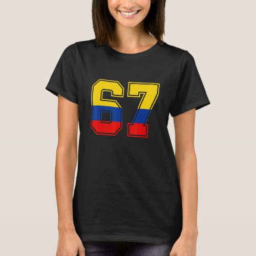 67th Birthday Colombian 67 Years Old Number 67 Col T_Shirt