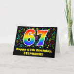 [ Thumbnail: 67th Birthday: Colorful Music Symbols & Rainbow 67 Card ]