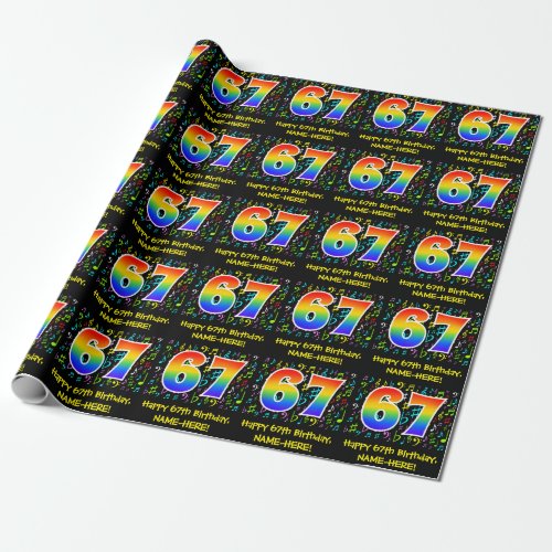67th Birthday Colorful Music Symbols Rainbow 67 Wrapping Paper