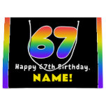 [ Thumbnail: 67th Birthday: Colorful Rainbow # 67, Custom Name Gift Bag ]